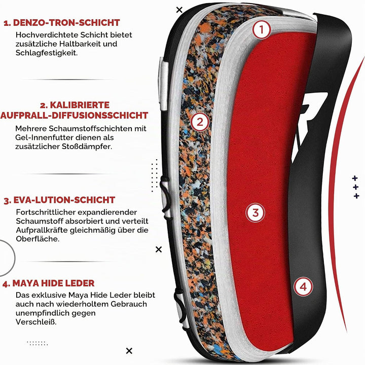 RDX Schlagpolster zum Kampfsport, Curved Trittschlagpolster Kickboxen, Muay Thai Training, Maya Hide