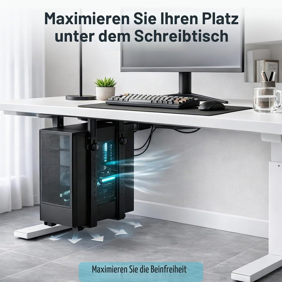 PC Halterung Untertisch Höhenverstellbar – Computerhalterung für Schreibtisch, Universale PC Aufhäng