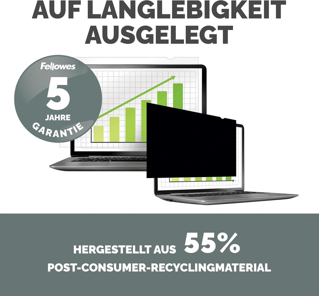 Fellowes PrivaScreen Blickschutzfilter – Anti-Glare Displayschutz für Laptop 13,3" (16:9, 295 x 165