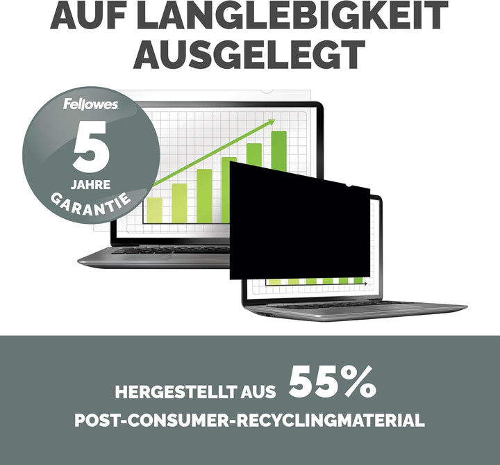 Fellowes PrivaScreen Blickschutzfilter – Anti-Glare Displayschutz für Laptop 13,3" (16:9, 295 x 165