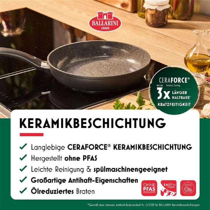 BALLARINI Bari Bratpfanne, 20 cm, Aluminium, Keramikbeschichtung, Kratzfeste Beschichtung, Keramikpf