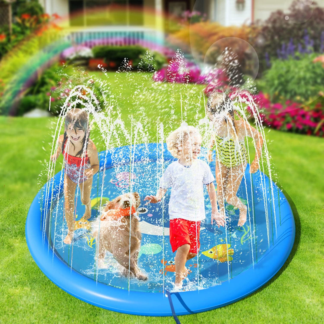 Peradix Splash Pad,170CM Sprinkler Wasser-Spielmatte Anti-Rutsch Splash Play Matte Sommer Outdoor Ga