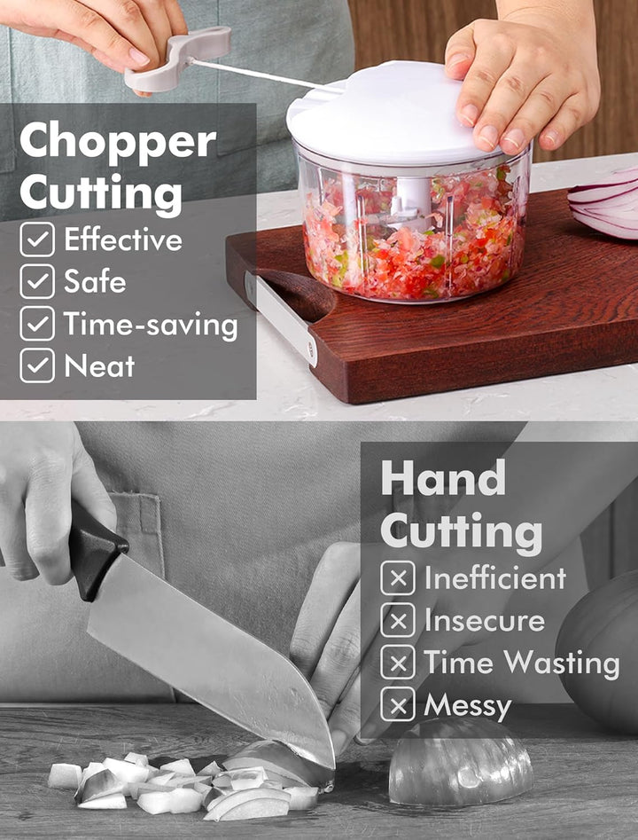 GDL Zwiebelschneider, 800ML Zwiebel Zerkleinerer mit Edelstahlklingen, Multizerkleinerer Gemüseschne