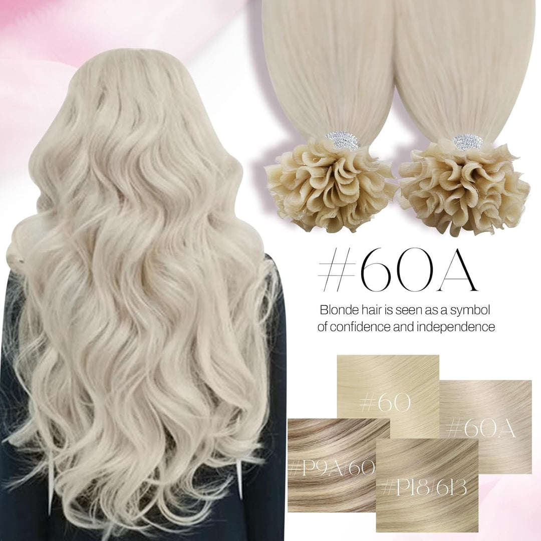 Moresoo Bonding Extensions Echthaar Blond 1g U Tip Extensions Echthaar Remy Keratin Hot Fusion Haarv