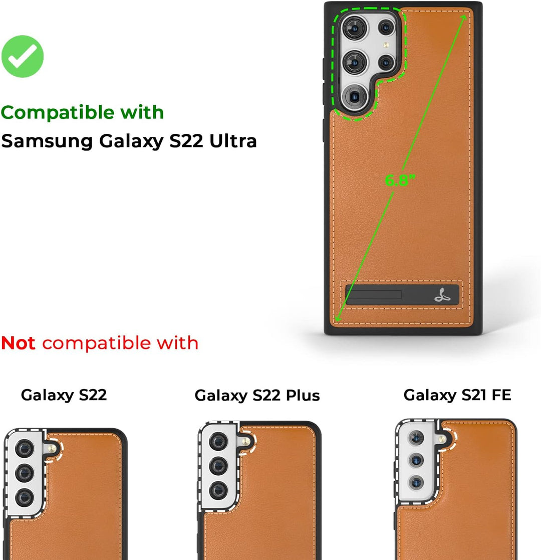 Snakehive Metro Lederhülle für Samsung Galaxy S22 Ultra || Echtleder Handyhülle mit Standfunktion ||
