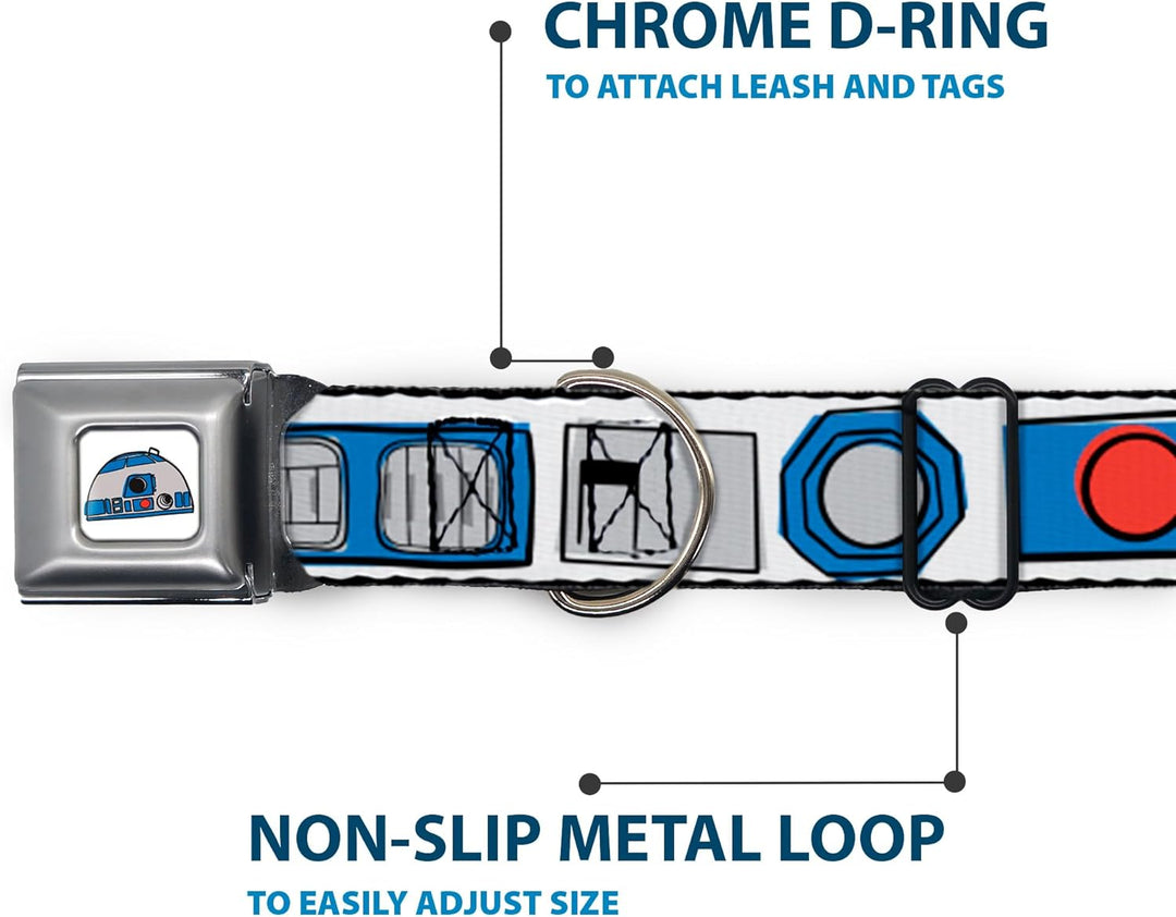 Hundehalsband Gurtschnalle Star Wars R2D2 Begrenzungsteile weiss schwarz blau grau rot 38,1 bis 66 c