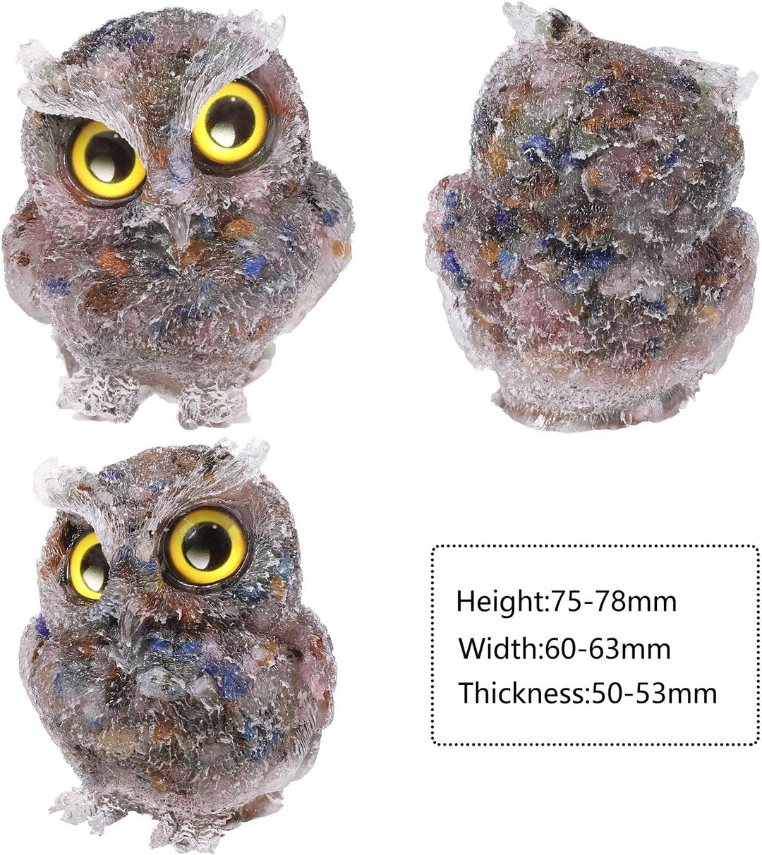 KYEYGWO Mischstein Nette Kristall Eule Figur Ornamente, Mini Stein Käuzchen Statuen Harz Tier Skulpt