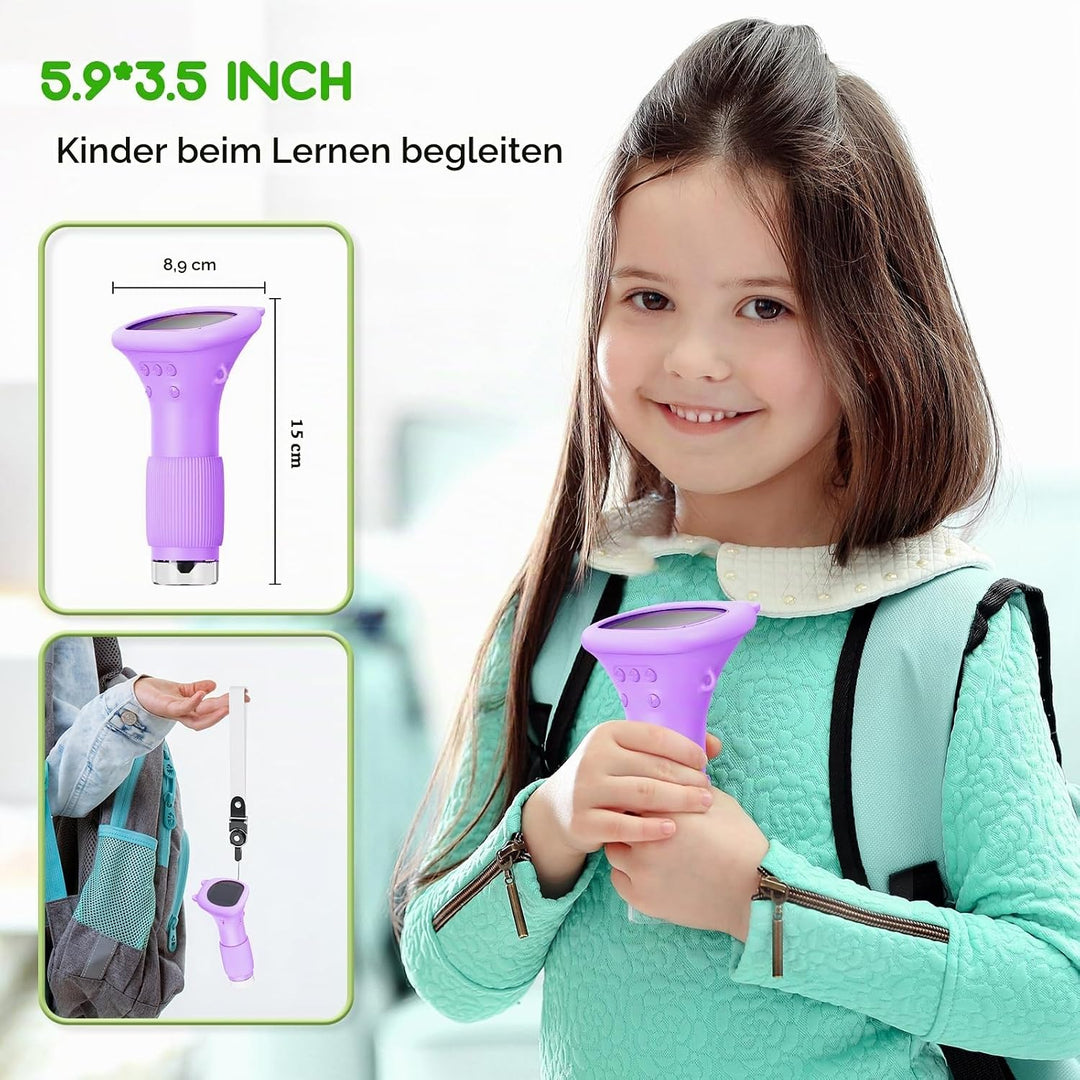 Mikroskop für Kinder, Ashfly 1000X Taschenmikroskop mit 2,0" IPS-Bildschirm USB Microscope Lupe, 8 L