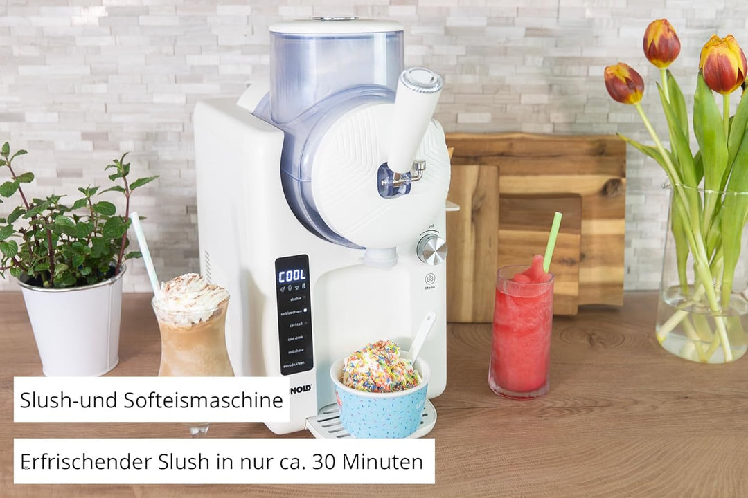 Unold 48950 Slush- und Softeismaschine Sofie mit Kompressor ca. 2 L 5 Programme für Slushies, Softei