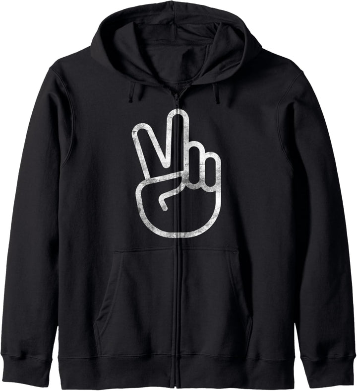Hand Friedenszeichen Hippie Boho Bohemian Distressed Kapuzenjacke