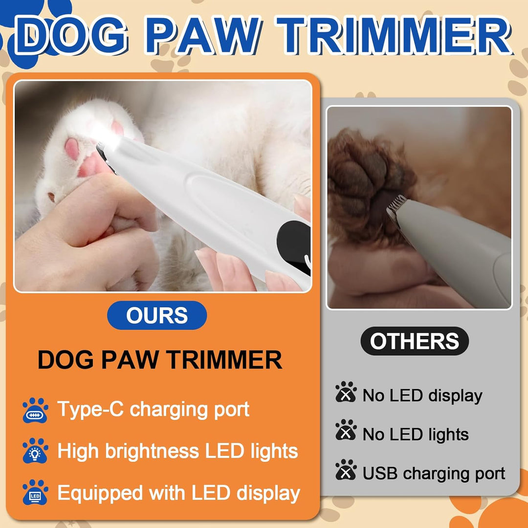 Pfotentrimmer für Hunde,Haustierhaarschneider mit LED-Licht,USB Wiederaufladbar Hundeschermaschine L