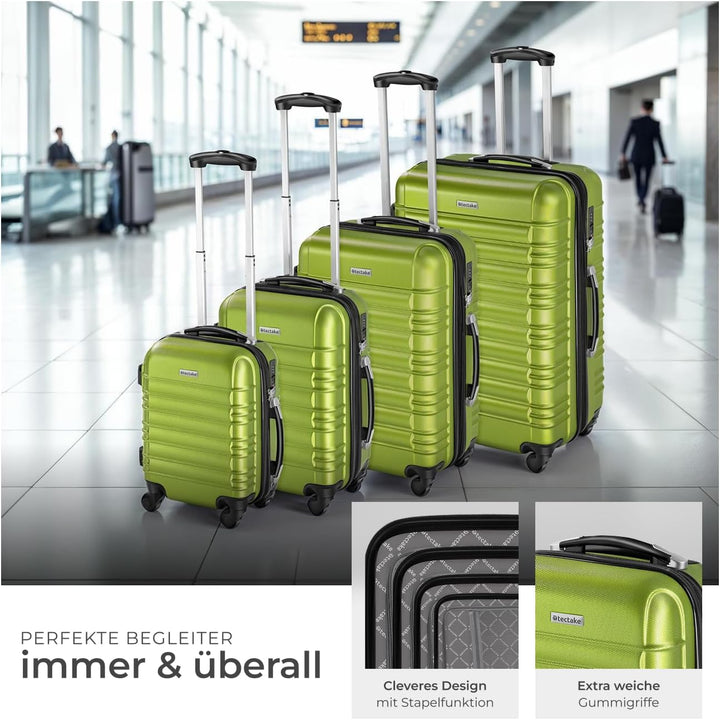 tectake 4 TLG Reisekoffer Set, Hartschalenkoffer Set, Trolley Kofferset, ABS Hartschalen Reisekoffer