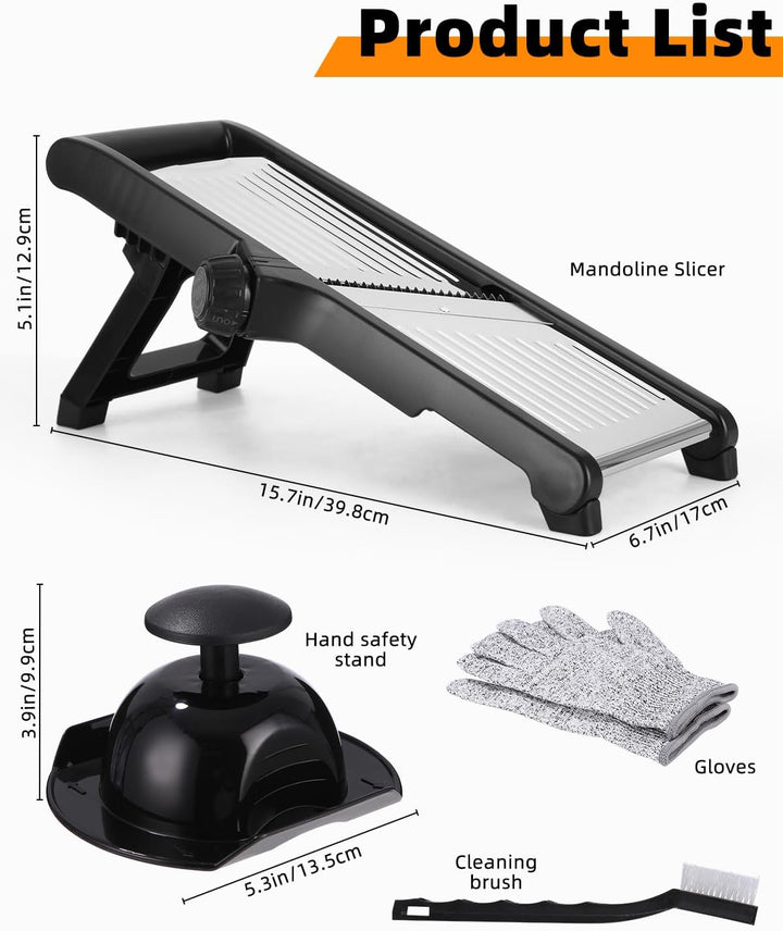 Mandoline Gemüsehobel 5-in-1 Profi Verstellbar Gemüseschneider Multifunktion Gemüsehobel Edelstahl H