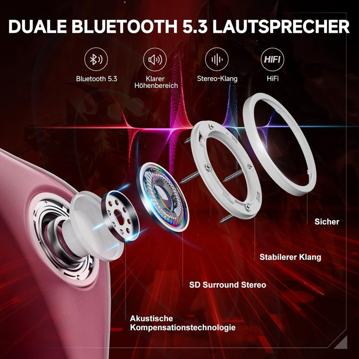 GTPLAYER Gaming Stuhl mit Fussstützen Lautsprecher Bluetooth, Gamer Stuhl Ergonomischer Computerstuh