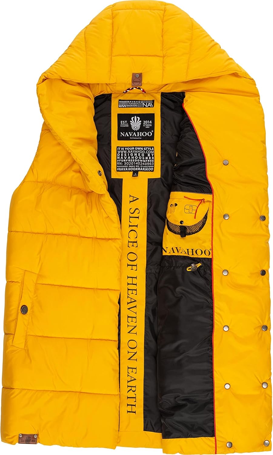 Navahoo warme Damen Winter Steppweste lang mit Kapuze Madilynaa XS-XXL XS Gelb, XS Gelb