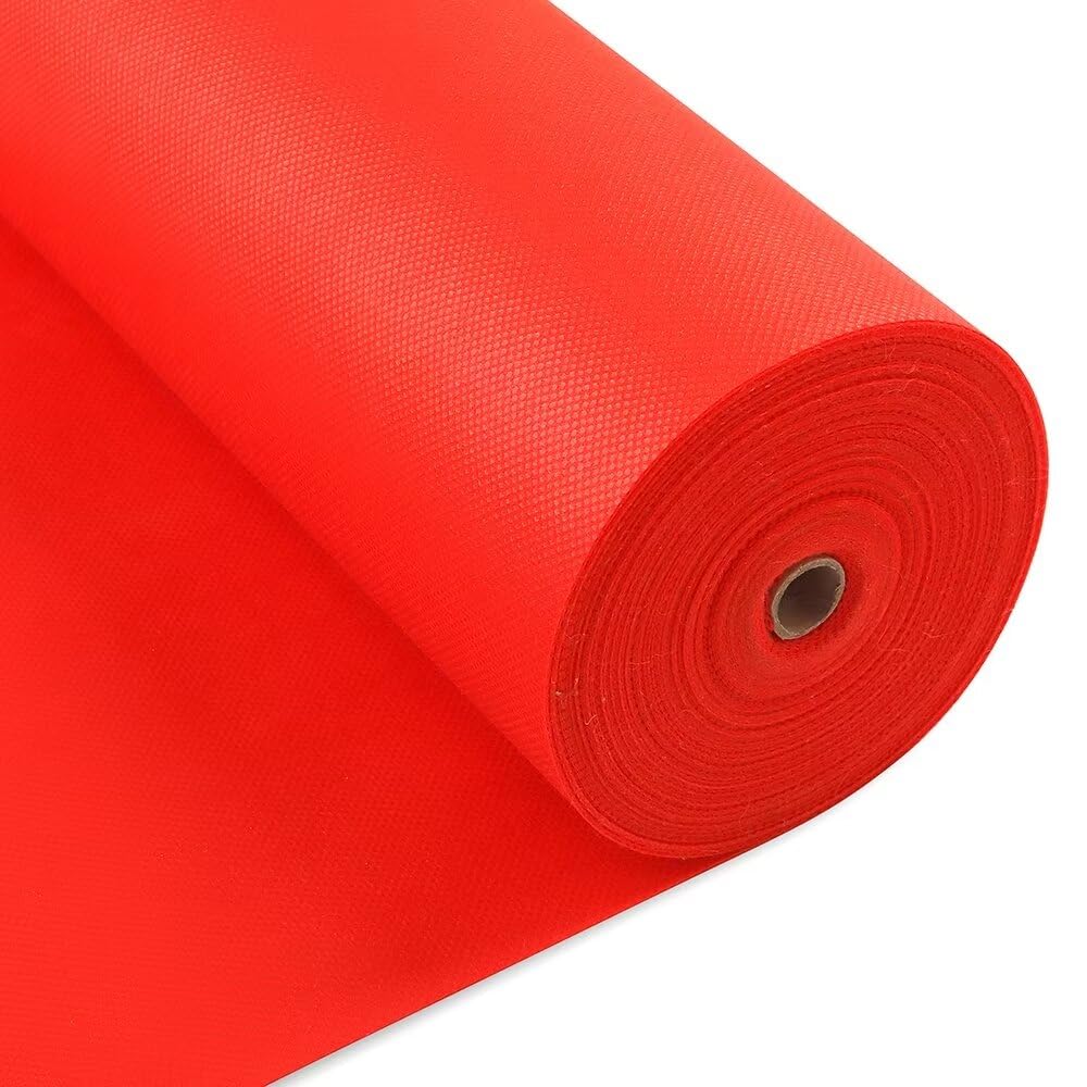 Tischdeckenrolle, 1 × 25M, Rot, Einweg Vlies Stoffähnlich Tischdecke Rolle, Meterware Tischtuchrolle