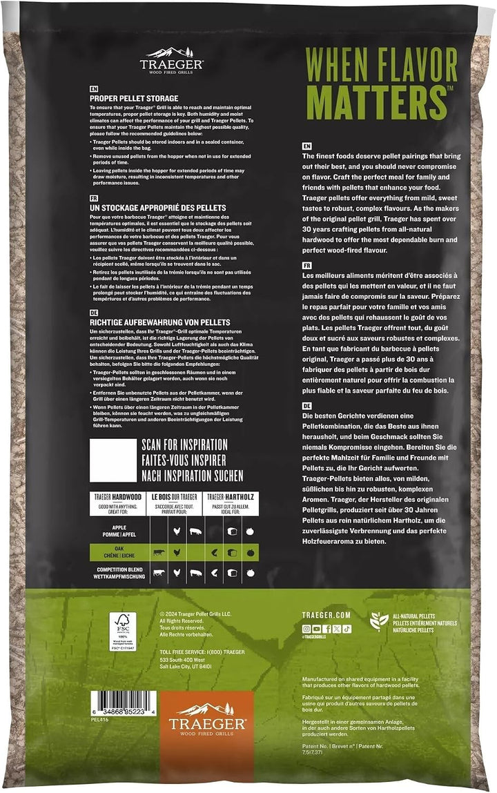 Oak wood pellets for barbecue pellets - 9 kg