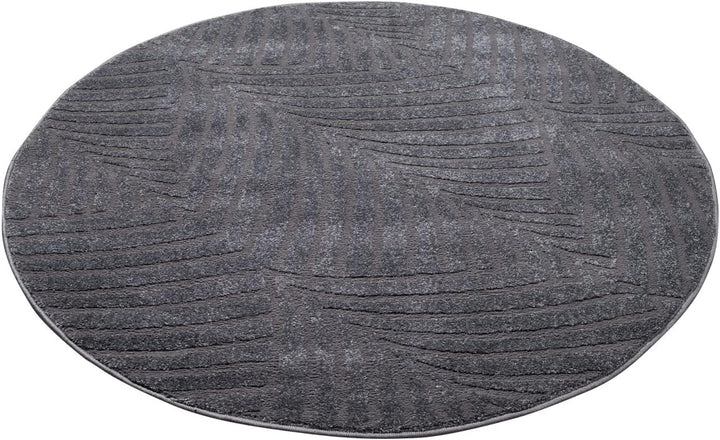 carpet city Teppich Wohnzimmer 160 cm Rund - Anthrazit, Grau - Kurzflor, 3D-Effekt, Glanzgarn - Geo-
