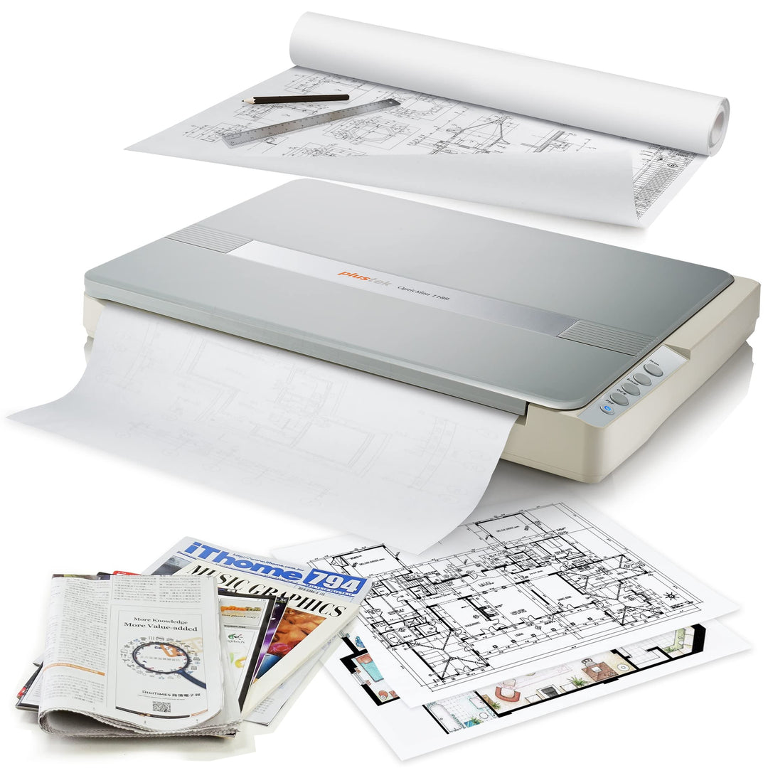 Plustek A3-Flachbettscanner OS1180, für A3-Grafiken und Dokumente Design für Büchereien, Schulen und