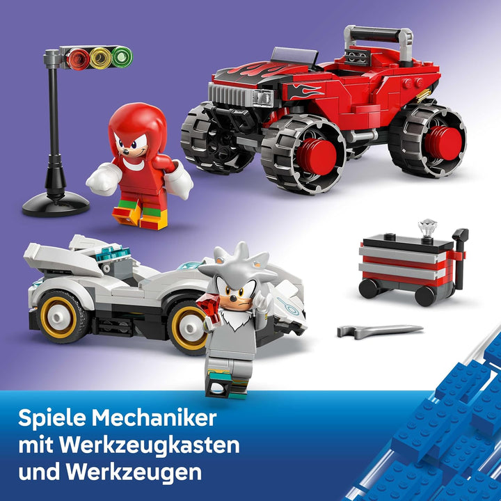 LEGO Sonic The Hedgehog Silvers Auto vs. Knuckles’ Monstertruck - Kinder Spielzeug mit 2 Flitzern un