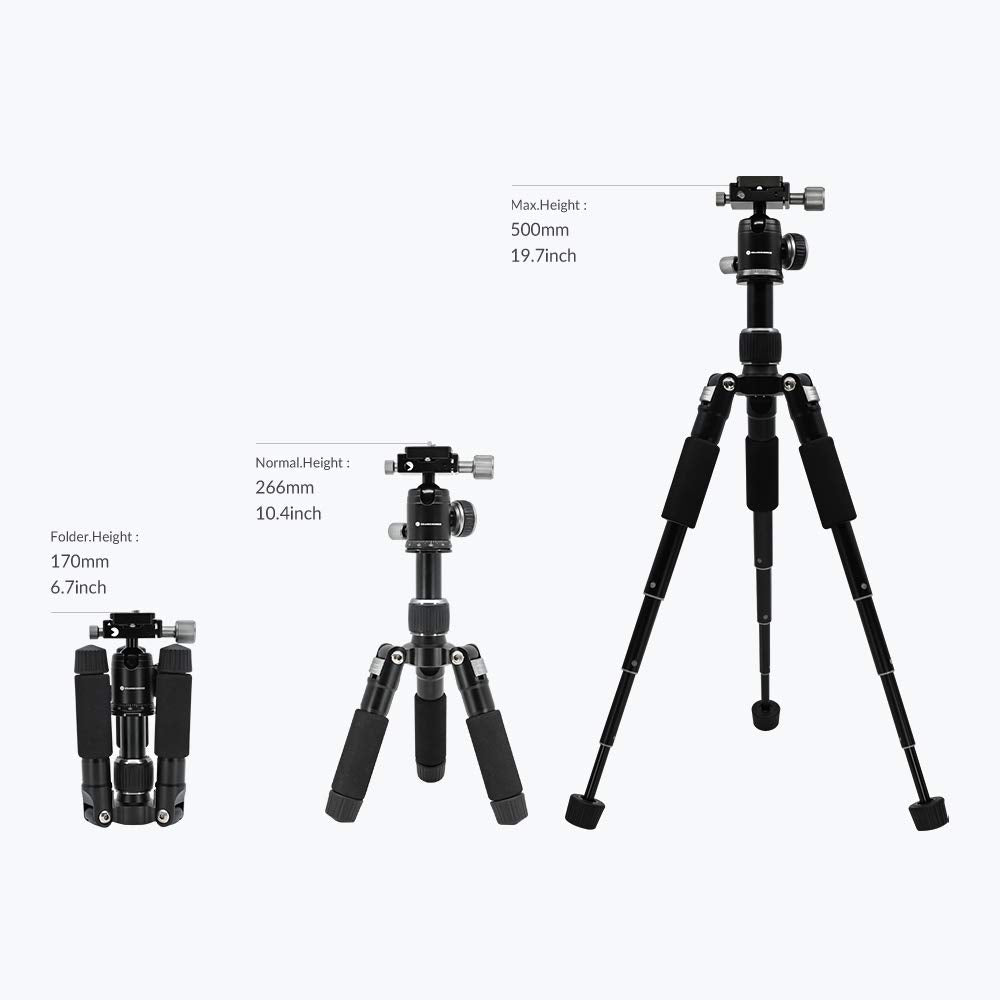 Stativ 50 V (Schwenkstange, Smartphone-Halterung im Lieferumfang enthalten), 50,8 cm (20 Zoll), leic