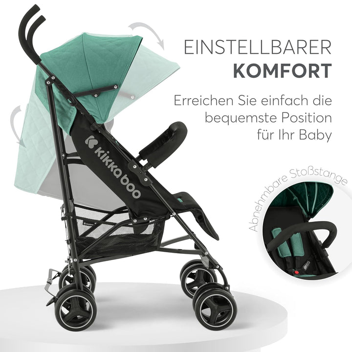 KikkaBoo BEETLE Kinderwagen, Babysportwagen bis zu 22 kg, Zusammenklappbar, Leicht, Kompakt, Minze,
