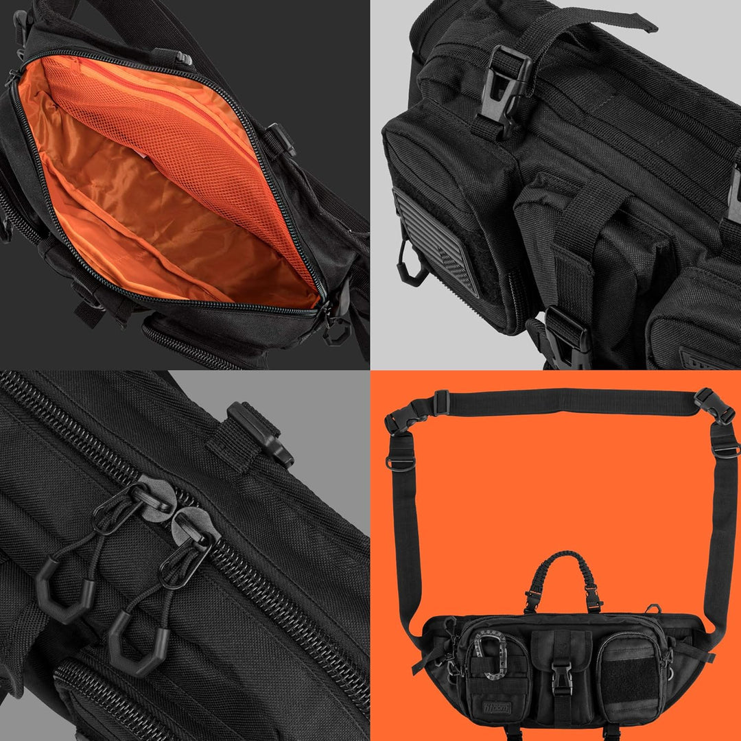 Fitdom Grosse taktische Sling Bag für Herren aus strapazierfähigem TechwearStoff und robust für den