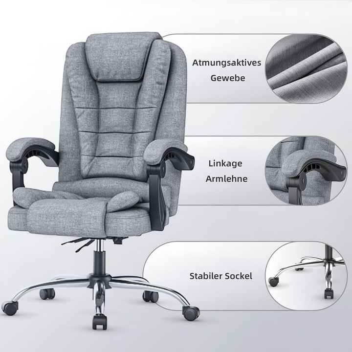 rattantree Chefsessel Bürostuhl, Schreibtischstuhl, Ergonomisch Computerstuhl mit Gepolsterter Armle
