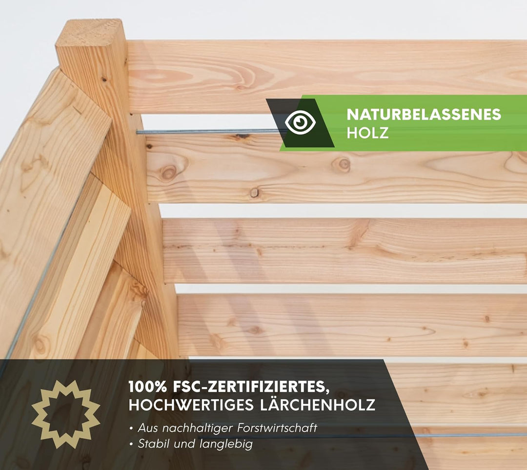 Westmann Holz Komposter Konni S | Lärchenholz FSC-Zertifiziert | Robustes & wartungsarmes Holz | Nat