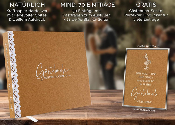 Love Notes Gästebuch Hochzeit mit Fragen zum Ausfüllen – Hochwertiges Hochzeitsbuch für unvergesslic