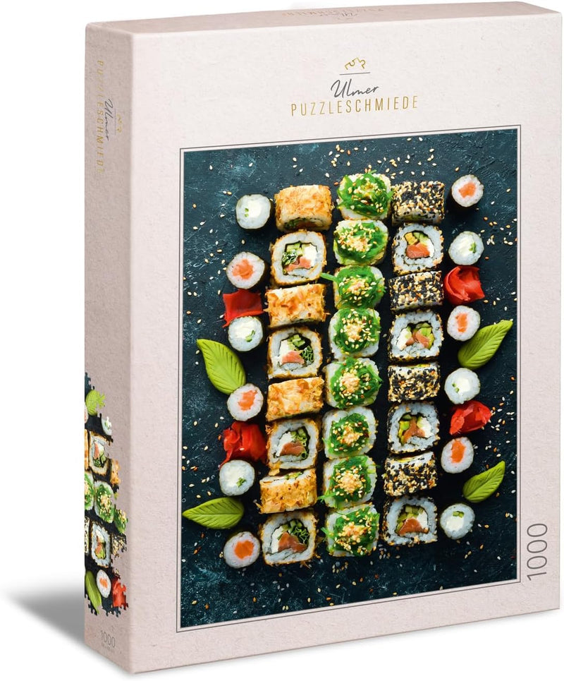 Ulmer Puzzleschmiede - Puzzle „Sushi“ - Japanisches Essen als modernes 1000 Teile Puzzle aus der Küc