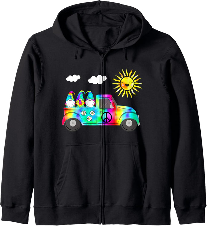 3 Hippie Gnome Tie Dye Hut Retro Frieden Groovy Psychedelic Kapuzenjacke