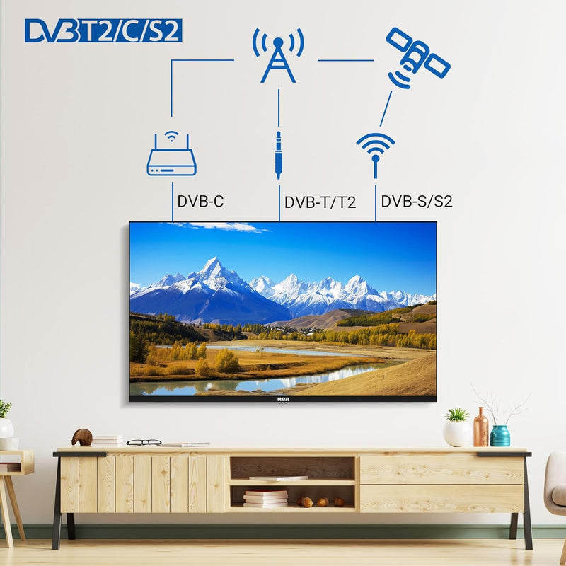RCA TV 24 Zoll Fernseher(60cm) HD Ready Dolby Audio Triple Tuner(DVB-T/T2-C-S/S2) USB Media Player H