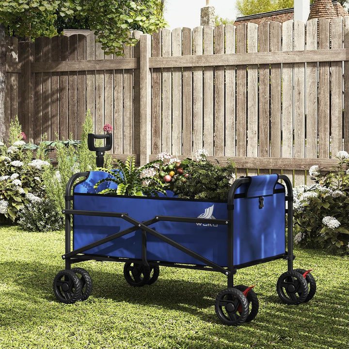 WOLTU Bollerwagen faltbar, Handwagen Transportwagen klappbar, Gartenwagen Strandwagen mit Bremsen Do