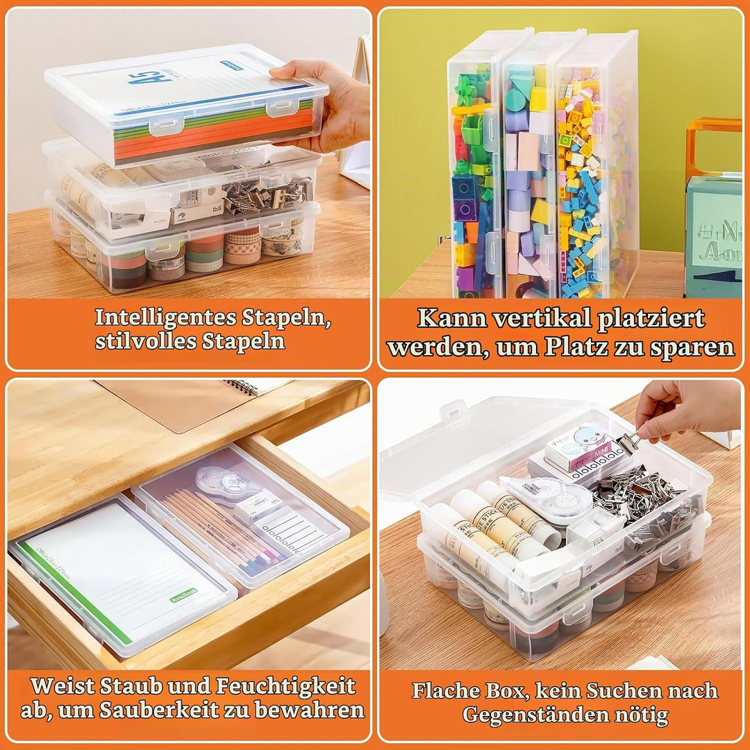 Aufbewahrungsbox Für Büromaterial, Plastik, Stiftebox Mit Snap-Dicht Deckel, Stapelbar, Für Schreibw