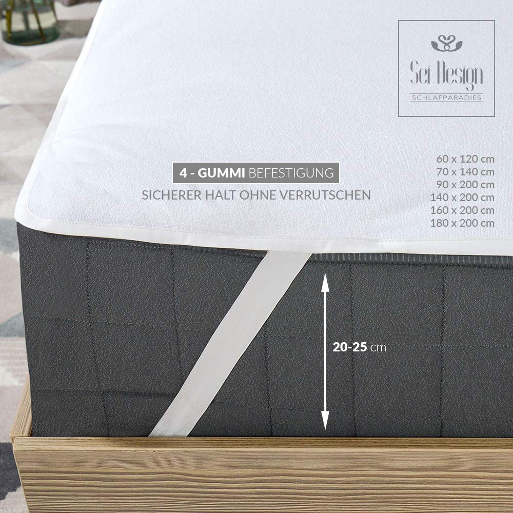 Sei Design wasserdichter Molton-Matratzen-Schoner 100% Baumwolle | wasserundurchlässige Matratzen-Au