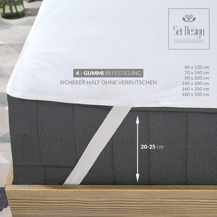 Sei Design wasserdichter Molton-Matratzen-Schoner 100% Baumwolle | wasserundurchlässige Matratzen-Au