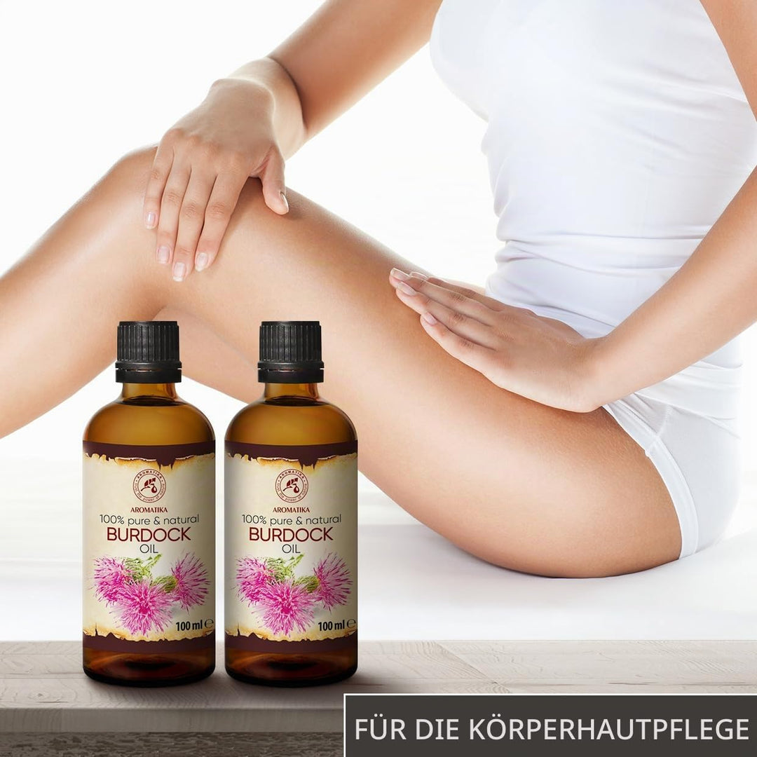 Klettenwurzelöl 2x100ml - Rein Klettenwurzel Öl - Arctium Lappa Wurzel - Klettenöl - Bestes Kuröl un