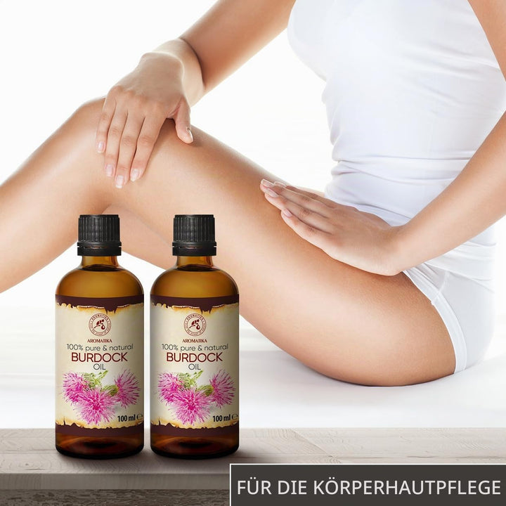 Klettenwurzelöl 2x100ml - Rein Klettenwurzel Öl - Arctium Lappa Wurzel - Klettenöl - Bestes Kuröl un