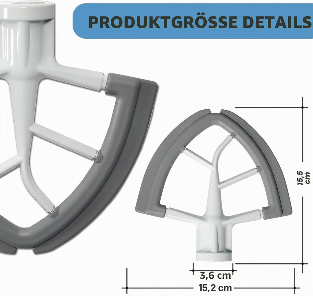Flex Edge Schlägel für KitchenAid 4,5–5 Quart Kippkopf-Standmixer, Flachrührer Zubehör Mit Beide Kan