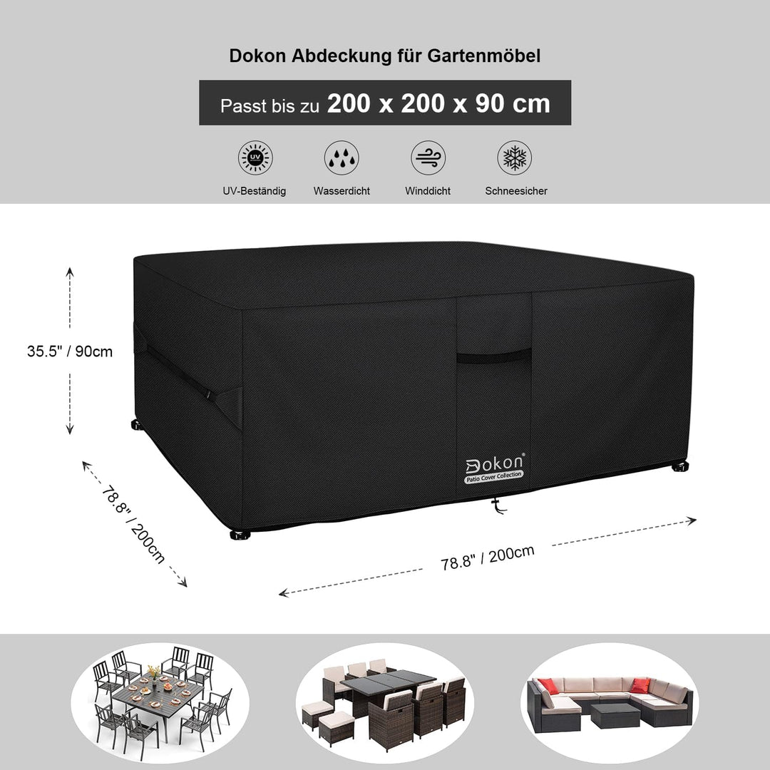 Dokon Gartenmöbel Abdeckung Wasserdicht Winddicht UV Beständiges Gartentisch Abdeckplane mit Belüftu