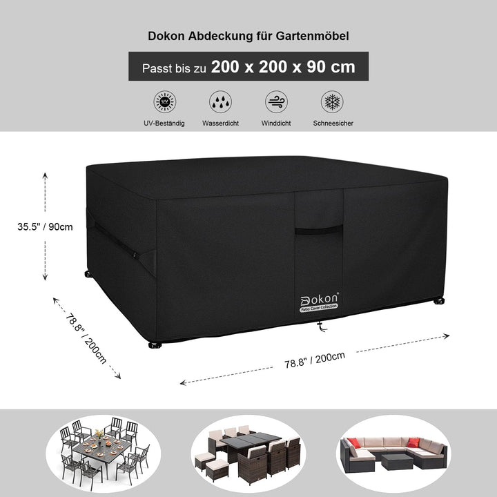 Dokon Gartenmöbel Abdeckung Wasserdicht Winddicht UV Beständiges Gartentisch Abdeckplane mit Belüftu