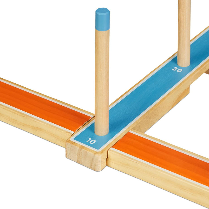 Relaxdays Ringwurfspiel, Holzwurfspiel für Kinder & Erwachsene, mit 5 Ringen, drinnen und draussen,