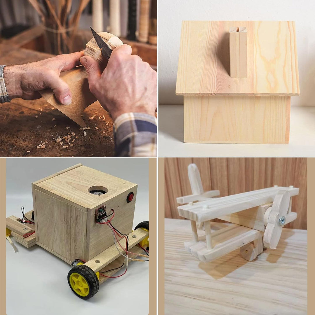 4 Stück unfertige rechteckige Holzplatten für Kunsthandwerk, 20 x 15 x 1 cm, leere Holzblöcke zum Sc