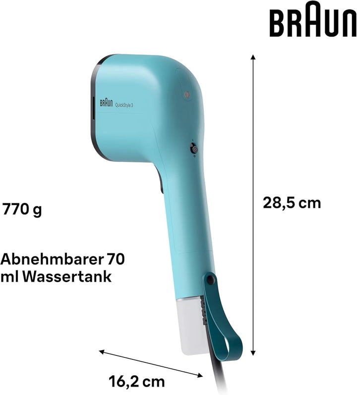 Braun QuickStyle 3 GS3013GR, kompakter und leichter Steamer, Dampfglätter mit schneller Aufheizung,