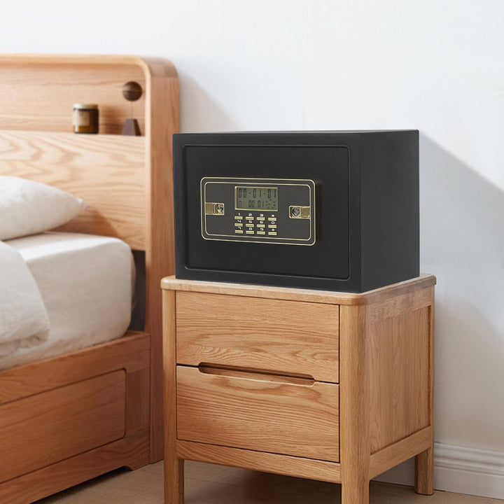Sicherer Tresor mit LED-Display & Alarm – 22L Wandtresor mit Doppel-Schloss, Passwort & Schlüssel, E
