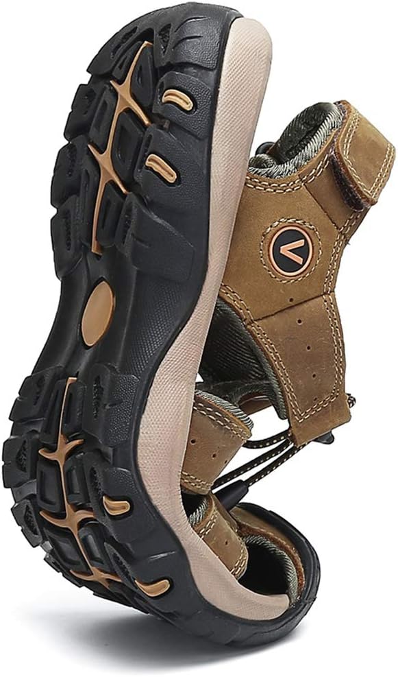 FLARUT Sandalen Herren Outdoorsandalen Sommer Wanderschuhe Trekkingsandalen Leder Strand Wandersanda