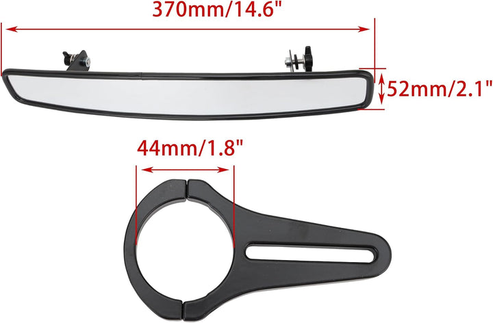 WOOSTAR 14.6" Breiter Mittlerer Rückspiegel mit 1.7" Klemmen Ersatz für ATV UTV Wikinger POLARIS RZR