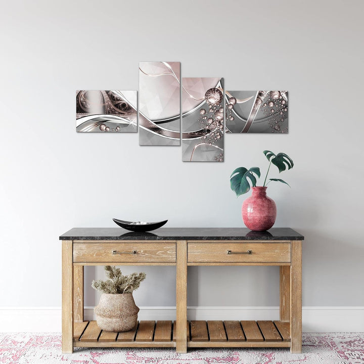 Runa Art Bild Modern Abstrakt - Made in Germany - Wandbilder Diamant Grau Rosa 4 Teilig 109142a 100