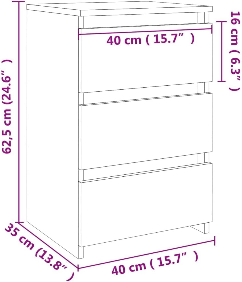 vidaXL 2X Nachttisch mit 3 Schubladen Nachtschrank Nachtkonsole Nachtkommode Schlafzimmer Schrank Ko